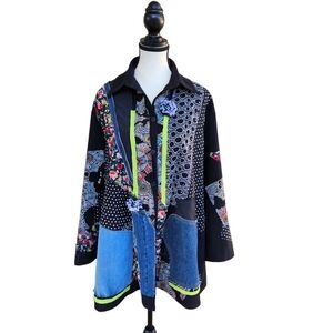 🎨 ELA USA Wearable Art Patchwork Jacket – Large – 100% Cotton – Made in USA